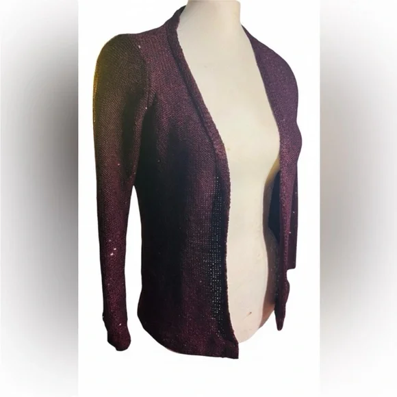 White House Black Market Breathable Light Burgundy Sequin Cardigan size XS - Picture 2 of 8